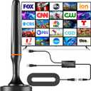 Digital TV Antenna for Smart Tv Indoor, 360 Reception Digital HDTV Antenna for Local Channels, Supports 1080P and 4K, Strong Magnetic Base -All TV (Orange)