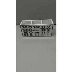 Western Office Decor Pen Holder for Desk, Western Gifts for Women Men, Retro Howdy Western Wooden Pen Pencil Holder Organizer for Home Office Desk Accessories, White