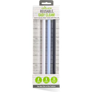 Reduce Reusable Hard Plastic Straws, 4 Pack - Fits 20-50 oz Tumbler Mugs - BPA-Free, Dishwasher Safe, Impact Resistant - Ideal Drinking Straws for Home and Travel