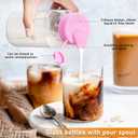 Sovietiep 16 Oz Square Glass Milk Bottles with A Silicone Cap, 6 Pack Glass Bottles for Juicing with Airtight Lids, Drinking Bottles with Lids and Scale Mark, Breast Milk Storage Jug Easy to Carry
