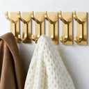 pickpiff Adhesive Wall Coat Hooks - Heavy Duty Stick-On Door Hanger, Metal Hook for Hanging Towel,Purse, Robe, Backpack, Jacket, Clothes - for Bathroom,Dorm, Closet, Kitchen - Gold, 6 Pack