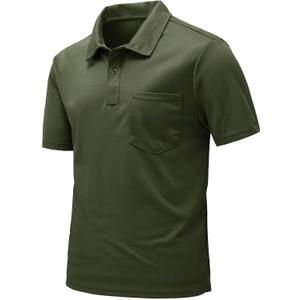 Rdruko Men's Polo Shirts Short Sleeve Quick Dry Outdoor Golf Sports Shirts with Pocket (4X-Large, 01 N-army Green)