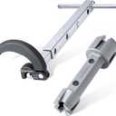 DURATECH 10 "-17" Telescoping Basin Wrench with 1-3/ 8" to 2-1/ 2" Large Jaw Capacity & Tub Drain Remover Wrench Aluminum Alloy Drain Removal Tool, Dual Ended