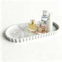 Bathroom Silicone Tray,Vanity Organizer,Counter Decor12"x 5",White Marble
Oval,Non Slip, Dishwasher Safe, for Dish Soap, Perfume, Candle, Sponge，Cosmetics storage