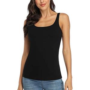 V FOR CITY Women's Cotton Tank Top with Shelf Bra Adjustable Wider Strap Camisole Basic Cami Tanks Size 2XL