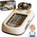 Car Adventure Toy with Steering Wheel,Musical Steering Wheel Toys,Interactive Simulation Driving Toddler Simulated Driving Racing Car for Kids 4-6,for Kids Girls Xmas Birthday Gifts(White)