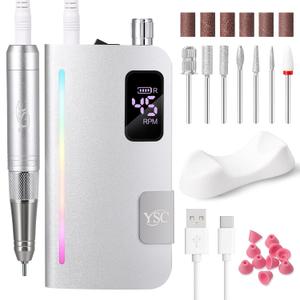Professional Electric Nail Drill Coreless Motor - 45000 RPM Cordless Nail Drill Machine, Rechargeable Electric Nail File for Acrylic Gel Polishing Removing, Portable E-File for Salon & Home Manicure