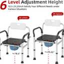 Heavy Duty Bedside Commode Chair with Adjustable Height, Raised Toilet Seat with Arms Handles and Back Support for Elderly, Portable Bedside Toilet with Bucket (Width 19.69")