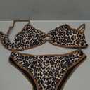 Fanuerg Women's Triangle Bikini Sets O Ring Linked Two Piece Swimsuits Floral Printed Cheeky Bathing Suit (Medium)