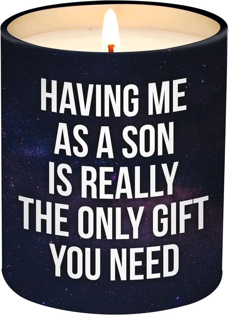 Mothers Day Gifts for Mom from Son - Birthday Gifts for Mom from Son - Moms Birthday Gift Ideas from Son - Mother Gift, Funny Mother Candle, 10 Oz Jar Lemongrass Scent Soy Wax Candle