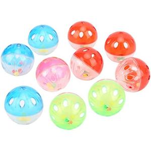 Pssopp 10Pcs Bird Chew Toy Ball, Colorful Plastic Parrot Cage Bird Ball Toy Jingle Balls Cage Accessories Parakeet Chewing Pet Bite Ball for Chewing Training Biting