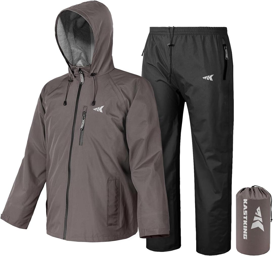 KastKing HydroSense Essential Waterproof Rain Suit for Men and Women, Lightweight, Durable Outdoor Gear for Fishing, Hiking, Brown, XX-Large