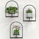 PEKGRIL 3 Pack Wall Plant Holders, Metal Window Planters Shelves, Indoor Plants Stands, Wall Decor Planter Hanging Shelf, Gifts for Plant Lovers