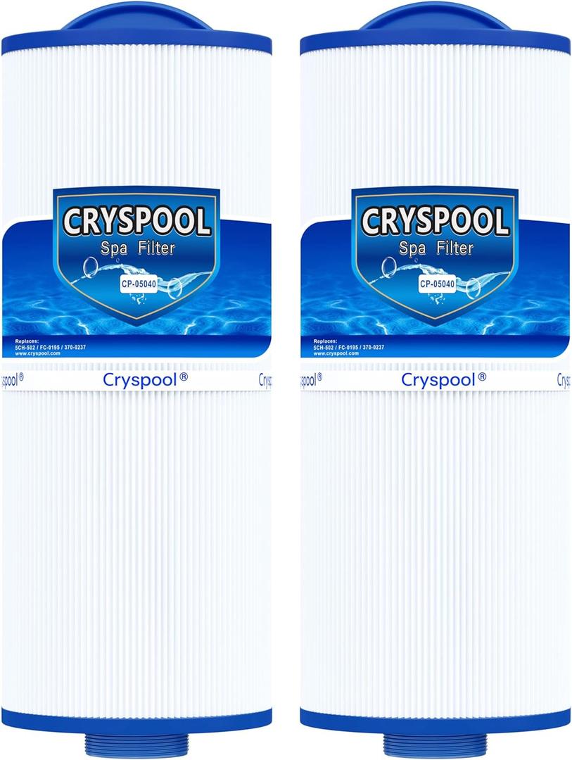 Cryspool® 05040 Filter Compatible with Marquis Spa 20041, 20091, 370-0237, 5CH-502, Marquis 50, PPM50SC-F2M, FC-0195, 50 Sq. Ft Spa Filter Cartridge, 2 Pack