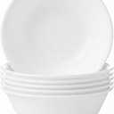 Corelle Vitrelle 5-Piece Soup/Cereal Bowl Set Triple Layer Glass and Chip Resistant, 18-Oz Lightweight Round Bowls, Winter Frost White