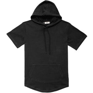 DubinikShort Sleeve Hoodie Lightweight Soft Cotton Moisture Wicking Kangaroo Pocket Short Sleeve Hoodie For Men (Medium, Black)