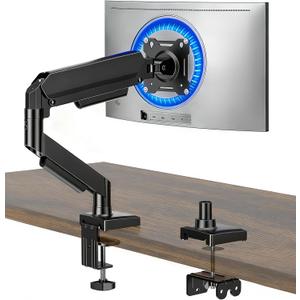Single Monitor Arm, Monitor Mount for 17-32 inch Screens Gas Spring Adjustable Monitor Stand, Vesa Mount with Clamp and Grommet Aluminum Base - Fits 4.4 to 22lbs LCD Computer Monitors AX09DB01