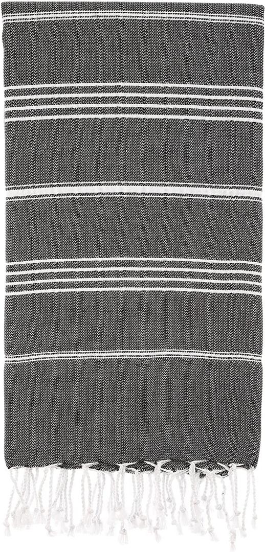 Basic Layers 100% Turkish Cotton Kitchen Tea Towels, Highly Absorbent Luxury Soft Quick Drying Dish Towel for Gym, Yoga, Bath, Sports, Cleaning and Kitchen (23 x 36) (Black)