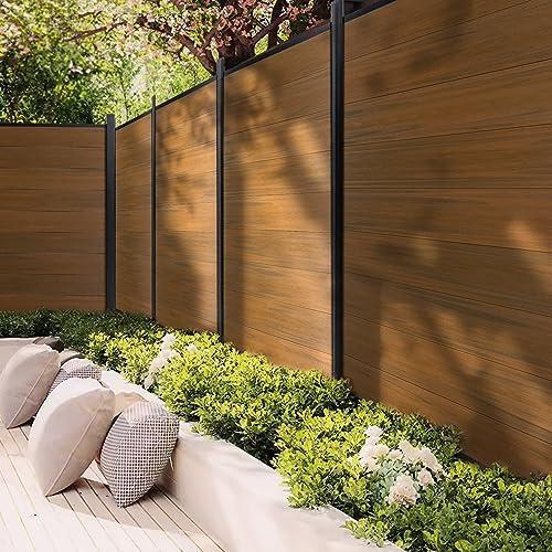 Mondaria Privacy Fence 1 Post,Wind Resistant Wood Plastic Composite Fencing Panels for Patio,Backyard,Garden and Swimming Pool