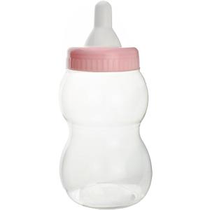 FIREFLY IMPORTS Jumbo Milk Bottle Coin Bank Baby Shower Plastic Container, 13-inch, Light Pink, Big Baby Bottle for Shower Game Pink