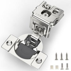 FURNIWARE 2 Pieces 1-3/8 inch Overlay Soft Close Hinges for Kitchen Cabinet Hinges Satin Nickel Hidden Hinges Soft Closing Cabinet Hinges Stainless Steel Concealed Hinge self Closing 105 Degree