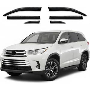 Side Window Visor 6 Piece Set for Toyota Highlander 2014 2015 2016 2017 2018 2019 Safe RAIN Out-Channel Guard Deflector Window Deflectors Vent (for Highlander 14-19 6-PCS Chrome)