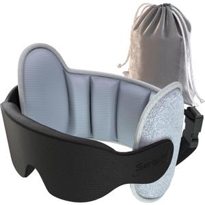 Upgraded Travel Pillow, U-Shaped Airplane Head Strap for All Heights, 360 Support, 3D Sleep Mask, 100% Light Blocking, Long Flights Essentials Headrest, Stop Bobblehead, Grey