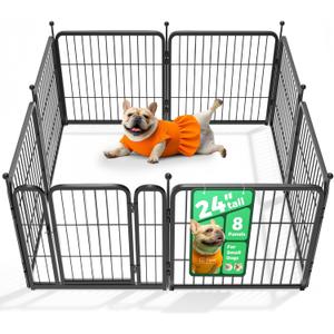 FXW Rollick Unleashed Dog Playpen for Indoor, Yard, RV Camping, 24 inch 8 Panels for Small and Puppy Dogs, BlackPatented