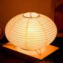 Retisee Desk Paper Lantern Lamp 10" x 6" Modern Table Rice Paper Lamps with 3 Color Japanese Style Gifts Oval Bedside Night Lantern Decoration for Bedroom Nightstand Living Room Office