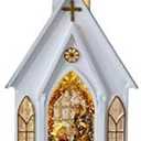 Lightahead Christmas Church Light Lamp with Nativity Scene,Musical Swirling Glitter Warm White LED Light and 8 Melodies Home Christmas Decorations