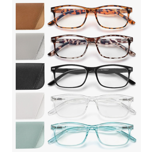 5 Pack Reading Glasses for Women, Spring Hinges Lightweight Readers Glasses, Blue Light Reading Glasses Anti Eyestrain