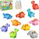 20 PCS Dinosaur Number Learning Toys for Toddlers Kids 3-5, 10 Different Dinosaur Figures, Double Sided Number Matching Game, Preschool Activities Montessori Fine Motor Toys for Toddlers Kids