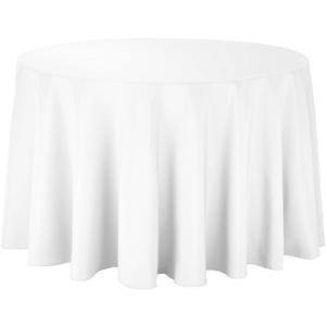 Sparkles Make It Special 10-pcs 108" Inch Round Polyester Cloth Fabric Linen Tablecloth - Wedding Reception Restaurant Banquet Party - Machine Washable - White