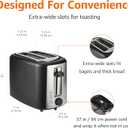 Amazon Basics 2 Slice Toaster, Extra Wide Slots for Bagels, 6 Browning Settings, Removable Crumb Tray, Defrost/Cancel/Bagel Buttons, Cord Wrap, 900W, Black & Silver