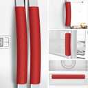 Refrigerator Door Handle Covers, 5PCS, Leather Kitchen Appliance Handle Covers, Keep Your Fridge Microwave Oven Stove Dishwasher Clean, Save Your Time, Trimmable and One Size Fits All (Red) (Red)