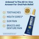 Anbesol Gel Maximum Strength - Instant Oral Pain Relief for Toothaches, Canker Sores, Sore Gums, Denture Pain - 0.33 oz