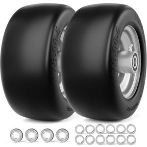 11x6.00-5 Flat Free Tires, Zero Turn Mower Front Tires, 11x6-5 Solid Mower Wheel for Residential and Commercial, With 5/8" and 3/4"Bearing, 6"- 8" Center Hub, Pack of 2 Gray, Load 400lbs
