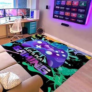 Sunnycitron Cute Black Cat Area Rugs Player Rug for Boys Girls Room Decor Teens Room Mat Carpet Decor for Bedroom Living Room Playroom Carpet (59"x39") (3'3" x 4'11" (Rectangular)