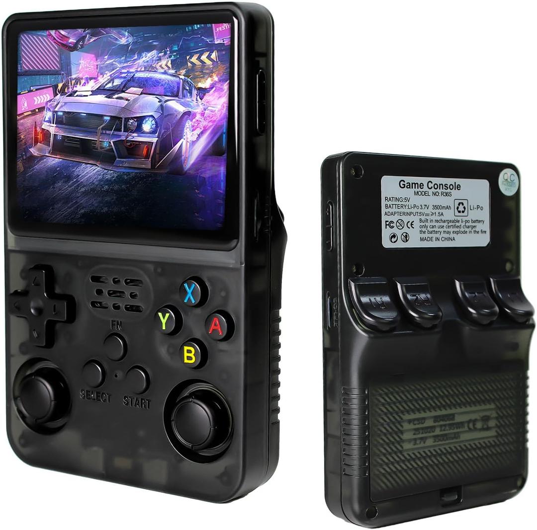 R36S Handheld Game Console Retro Gaming Console Portable Handheld Retro Game Console Preloaded with Built-in Games Handheld Emulator Console (64, GB)