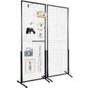 VEVOR 2 x 5.6 in Grid Wall Panels, 2 Packs Wire Gridwall Display Racks Tower with T-Base, Floorstanding Double Side Gridwall Panels, Retail Display with Extra Clips and Hooks for Art Craft Shows