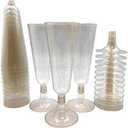 Oojami 70 pc Gold Glitter Plastic Classic ware Glass Like Champagne Wedding Parties Toasting Flutes Party Cocktail Cups