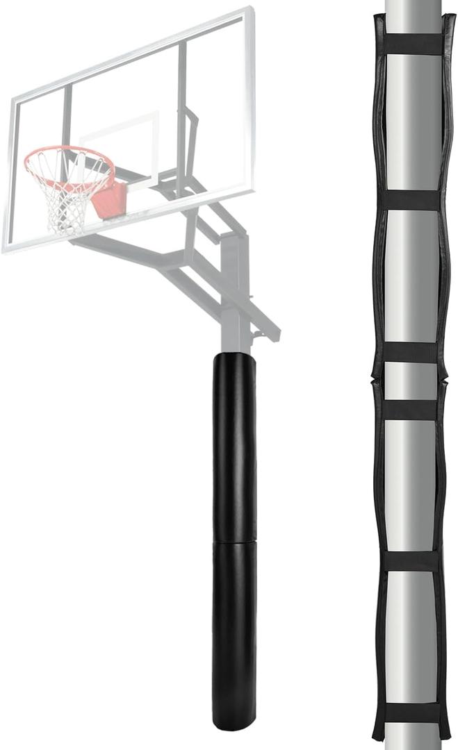 VEVOR Basketball Pole Pad, 71 inch Tall and 1.2 inch Thick Heavy Duty Wrap Around Pole Padding, Fits 2-6.3 Round & 4.5x4.5 inch Square Pole, All-Weather Waterproof Protective Pad for Basement Garage (Black)