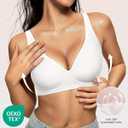 OEAK Womens Deep V Bras Comfortable Support Push Up Bralettes Low Cut no Underwire Bra Plunge Seamless Tshirts Bras White XXL (XXL)