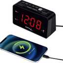 Instant Time Sync Alarm Clock for Bedroom, Loud Alarm LED Bright Display, Simple Basic Digital Clock with USB Charging Port, Adjustable Dimmer, Snooze for Deep Sleepers Kids Elderly