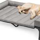 Veehoo Cooling Elevated Dog Bed Add Removable Waterproof Bolster Cushion Mat, Raised Pet Cot with Breathable Teslin Mesh, No-Slip Feet, Dog Couch Bed for Indoor Outdoor, 49x33inches, Grey, CWC2331B
