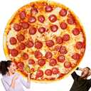HDFK Pizza Blanket for Kids Double Sided Adult Size Red Pepperoni Realistic Food Fleece Cheese Fluffy Throw Blankets Flannel Funny Novelty Present 60 inches Round Lightweight White Elephant Christmas