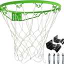 Basketball Rim Replacement for 14 Trampoline, Basketball Hoop Wall Mount, Basketball Ring with 2pcs Connect Hooks Indoor Outdoor, Part# 14 (Green)
