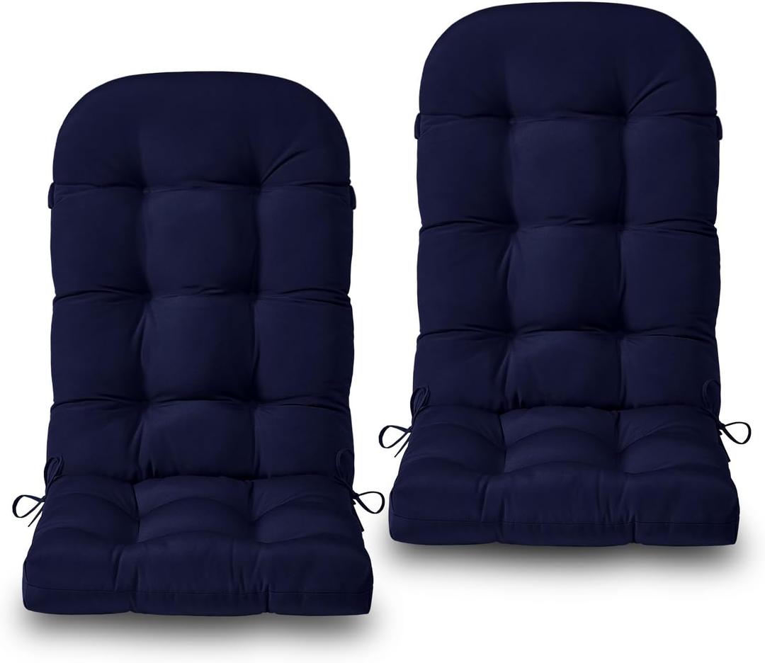 Adirondack Chair Cushions Set of 2, Non-Slip High Back Patio Chair Cushions for Outdoor Furniture, Water-Resistant Adirondack Cushions with Ties, 45 x 19 x 4.5 inch, Navy