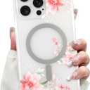 LSL Designed for iPhone 15 Pro Case [Drop Protection/Compatible with Magsafe] Cute Flower Magnetic Phone Case for Women Girly TPU Bumper Floral Cover Pink