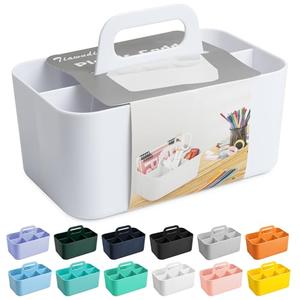 Tiawudi Multipurpose Caddy Organizer, Plastic Caddy with Handle, Stackable Desk Organizer for Stationery, Marker and Pencil, Office Supplies Organizer, Dorm Caddy